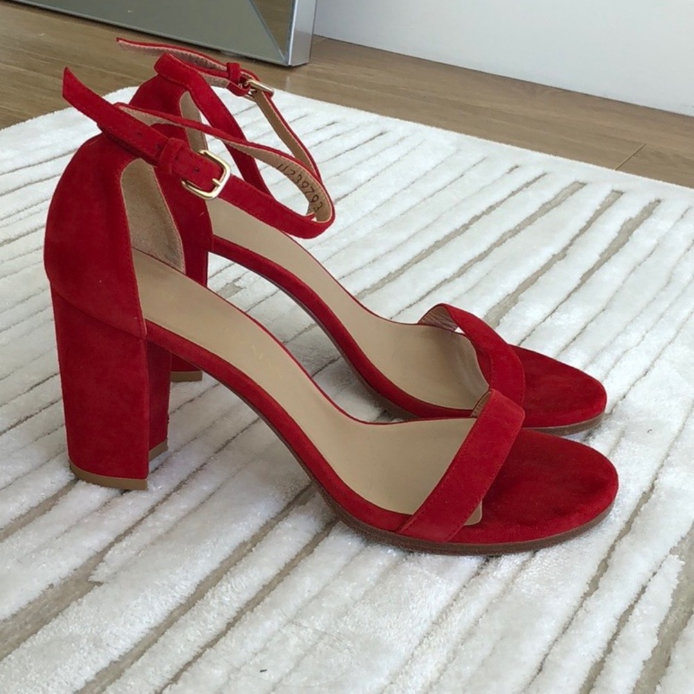 STUART WEITZMAN CLASSIC SUEDE RED SANDALS👡👸🏻